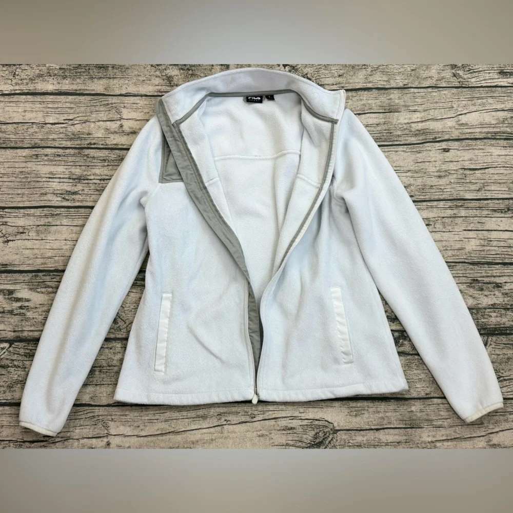 FILA Sport Women's Zip Up Jacket, Mock Neck Soft Fleece, White Gray Size Small - Picture 13 of 13